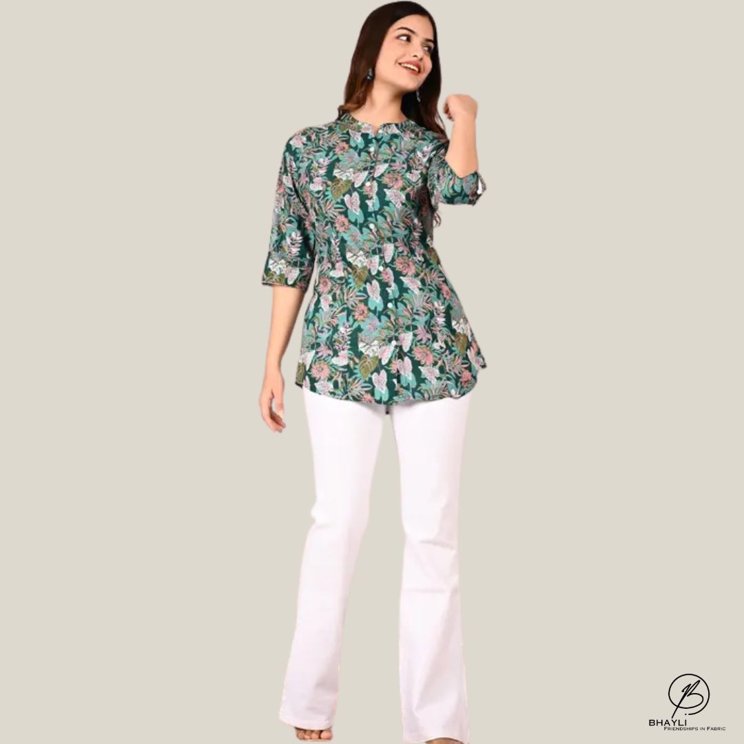 BHAYLI'S STYLISH FLORAL PRINT TOP