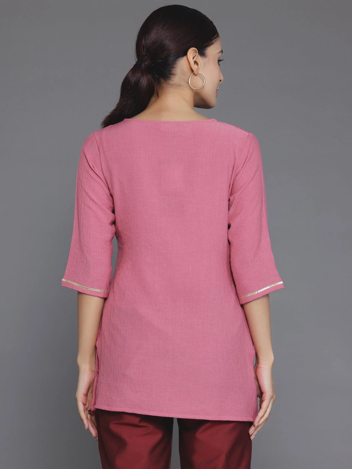 BHAYLI'S MIRAGE PINK THTREADWORK KURTI