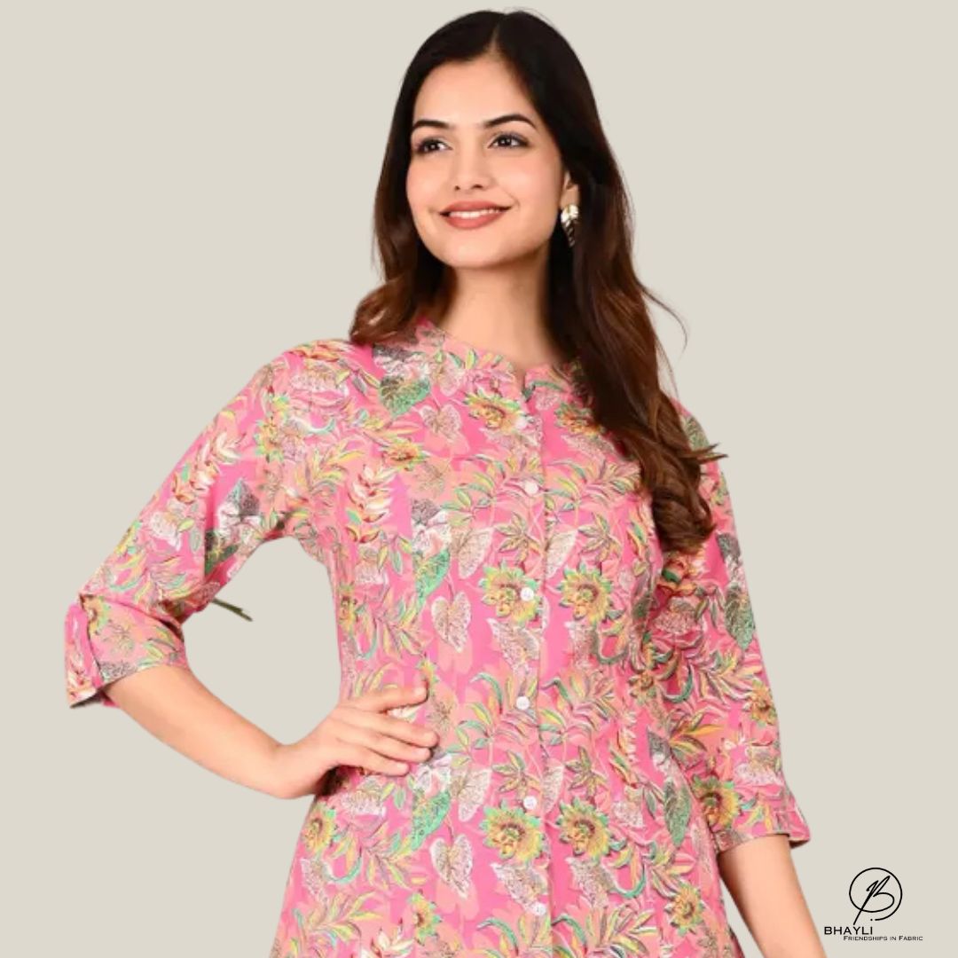 BHAYLI'S PRINTED FROCK TOP
