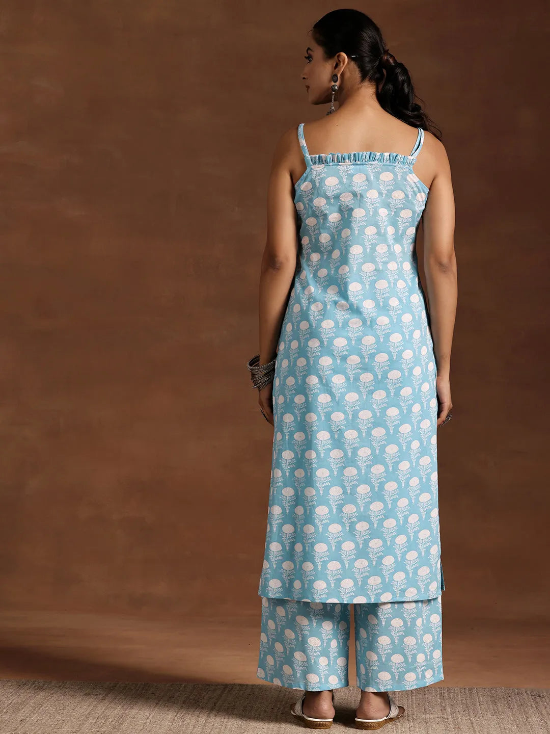 BHAYLI'S FLORAL PRINT BLUE KURTA SET