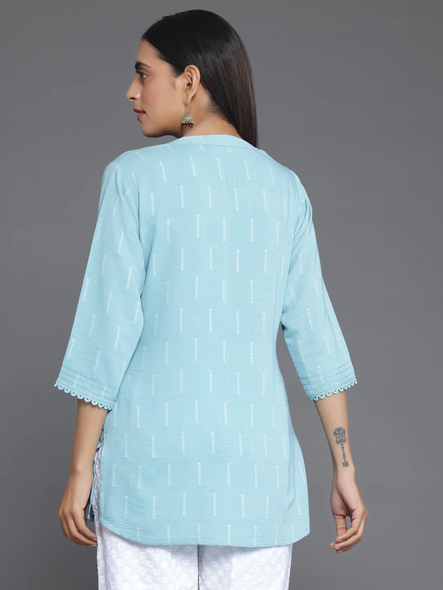BHAYLI'S TIFFANY BLUE COTTON KURTI