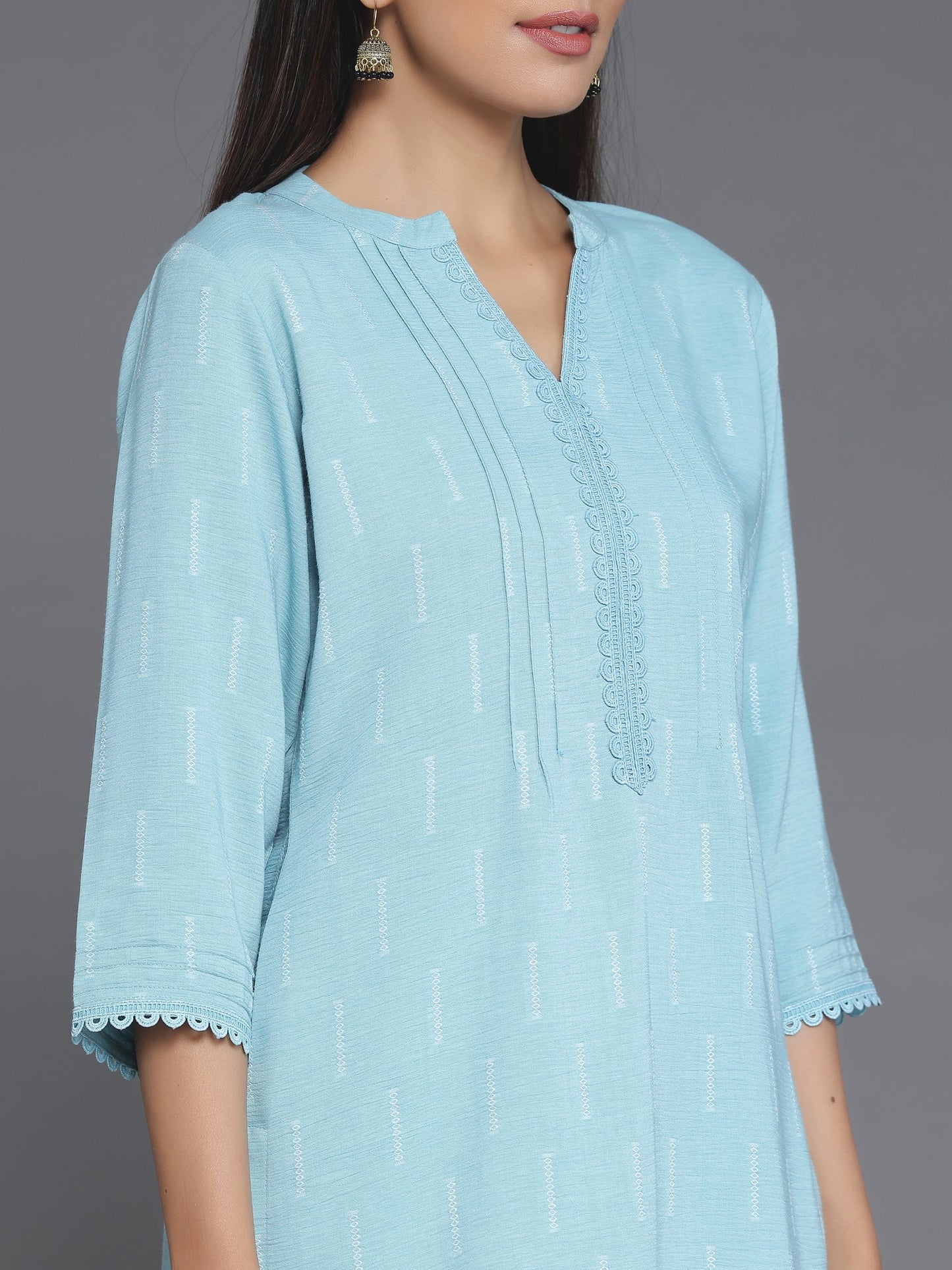 BHAYLI'S TIFFANY BLUE COTTON KURTI