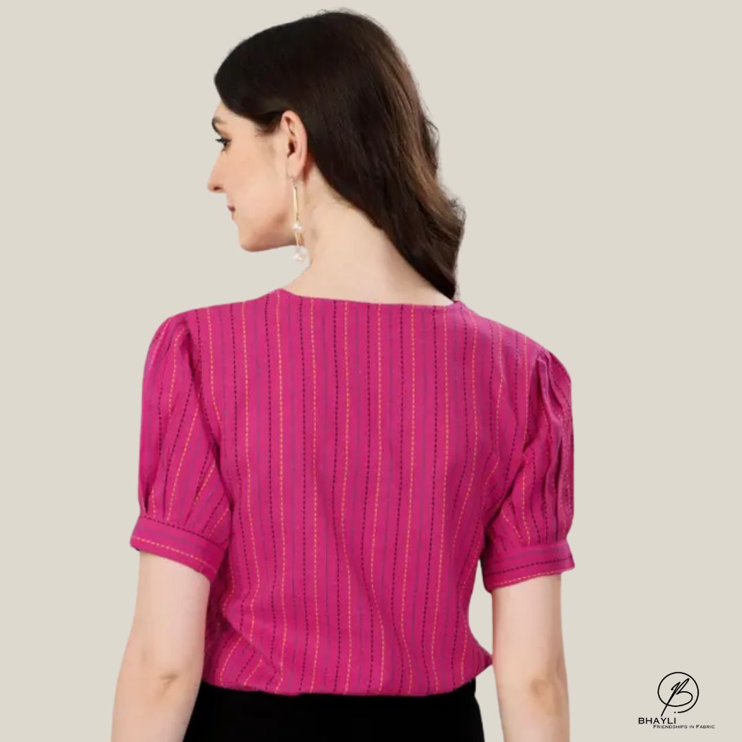 BHAYLI'S ELEGANT V-NECK COTTON TOP