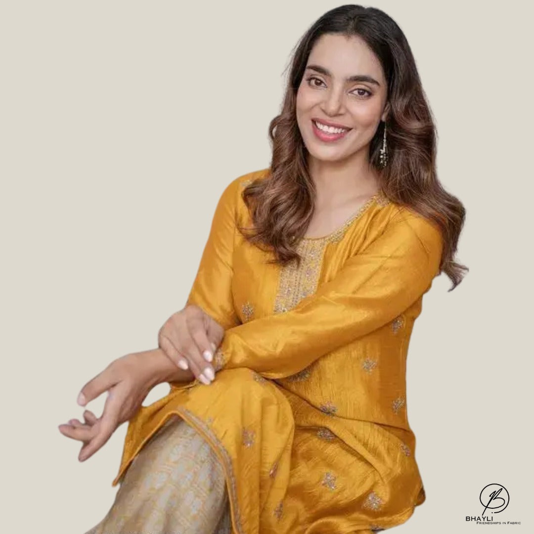 BHAYLI'S GOLDEN RADIANCE COTTON SILK KURTA