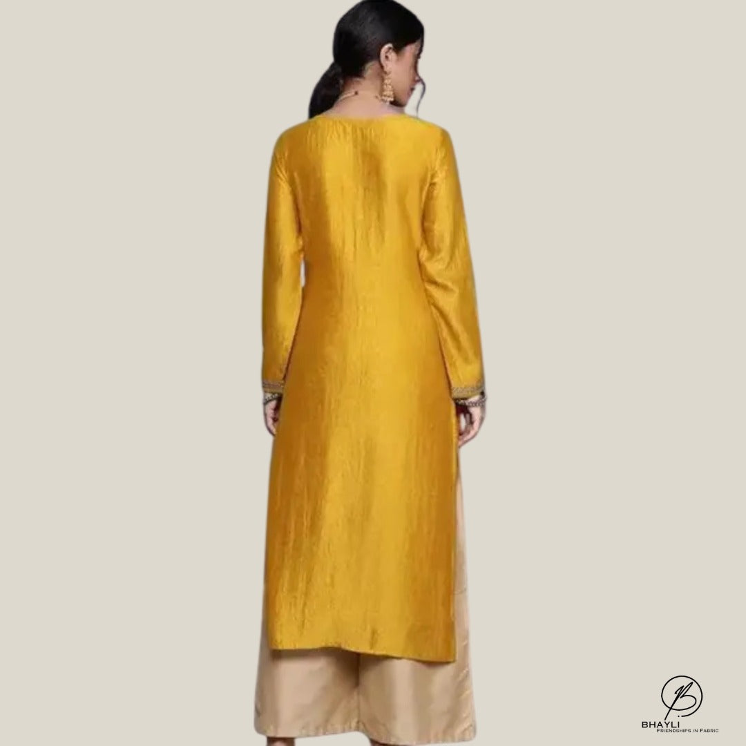 BHAYLI'S GOLDEN RADIANCE COTTON SILK KURTA