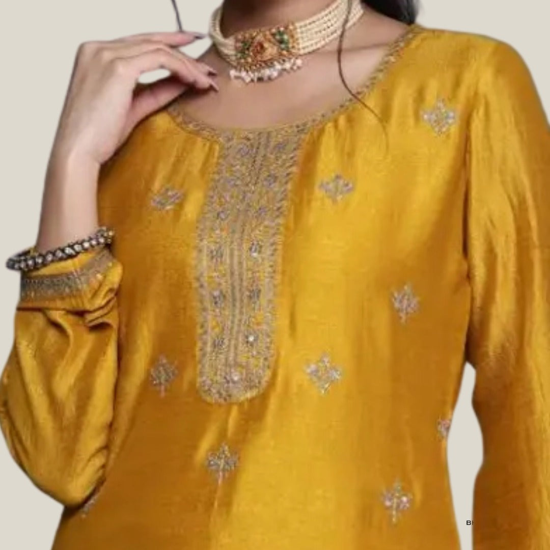 BHAYLI'S GOLDEN RADIANCE COTTON SILK KURTA