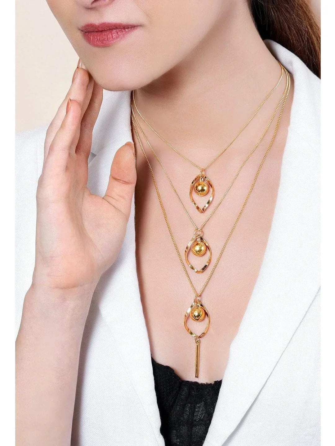 Gold Plated Multi Layer Chain Necklace