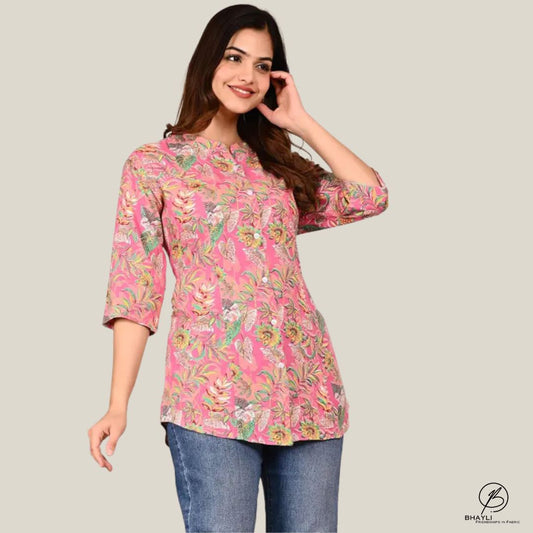 BHAYLI'S PRINTED FROCK TOP