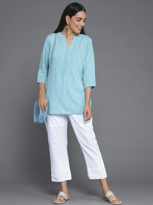 BHAYLI'S TIFFANY BLUE COTTON KURTI