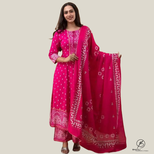 BHAYLI'S GRACEFUL ANARKALI SET WITH PALAZZO