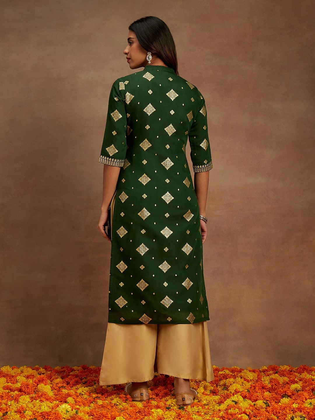 BHAYLI'S EMERALD CHANDERI KURTI